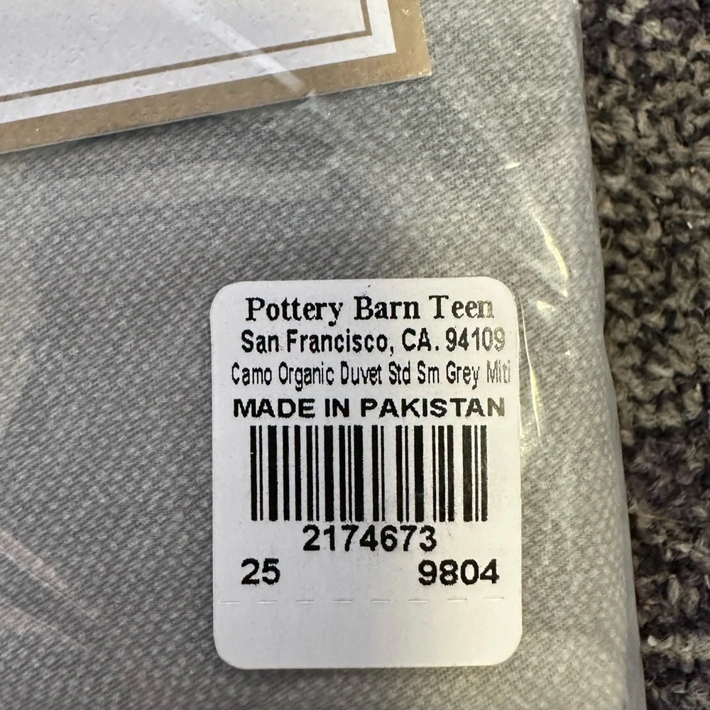 NIP Pottery Barn Teen Camo Organic Shams (2) Std Grey Standard 26x20